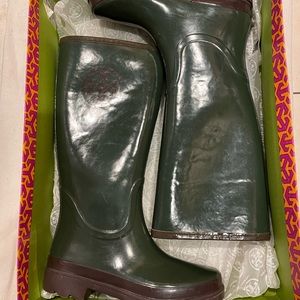 Tory Burch Rubber Rain Olive Green Boot